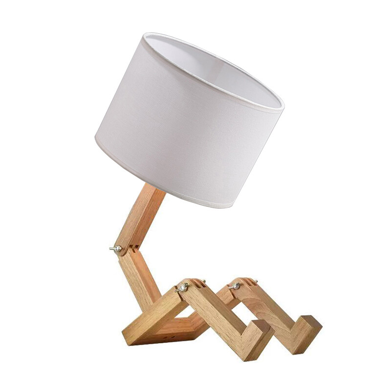 7W LED Adjustable Table Light Wooden Bedside Night Lamp E27/E26 Bulb Switch Plug