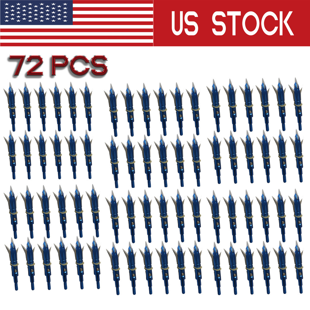 72pcs Stainless Steel Broadheads Expandable Sharp Blade Crossbow Arrow Tips Box