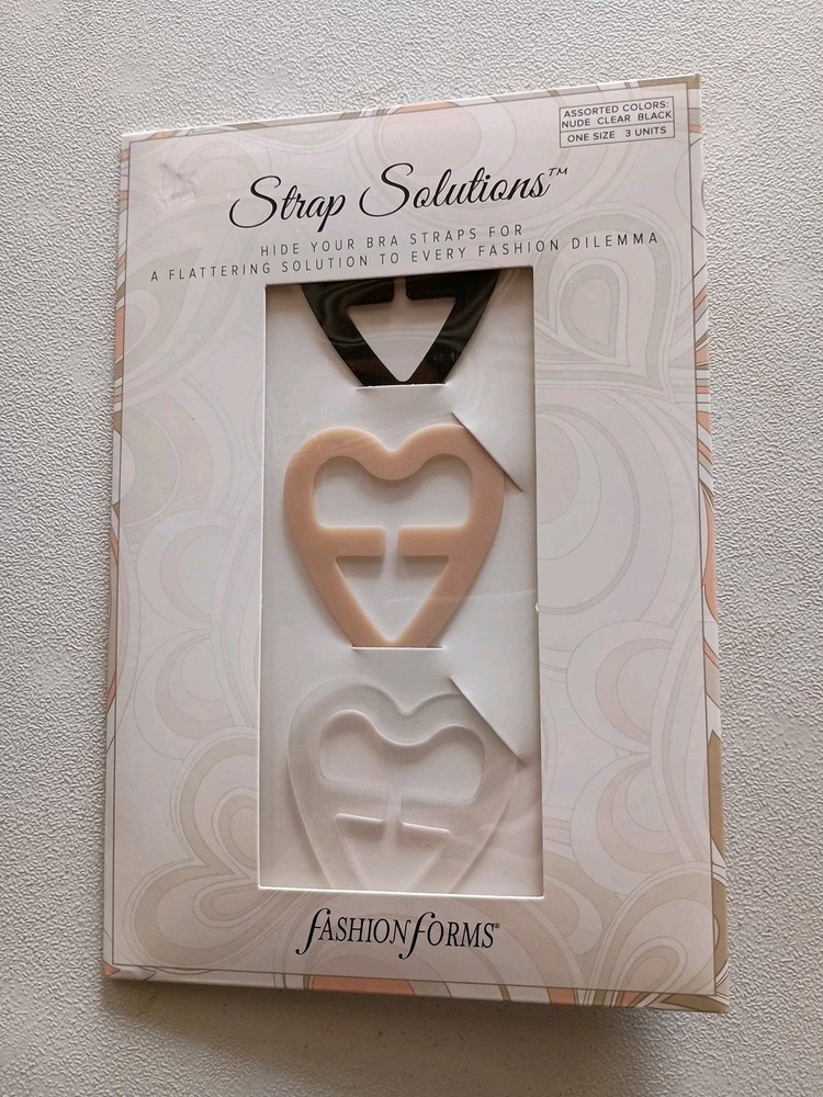 Strap Solutions 3 pack Fashionforms for bra straps,  clear, black, nude
