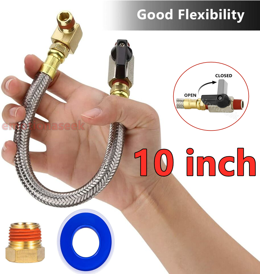 Extended Tank Drain Valve Assembly Kit for Air Compressor Including 10 Inches