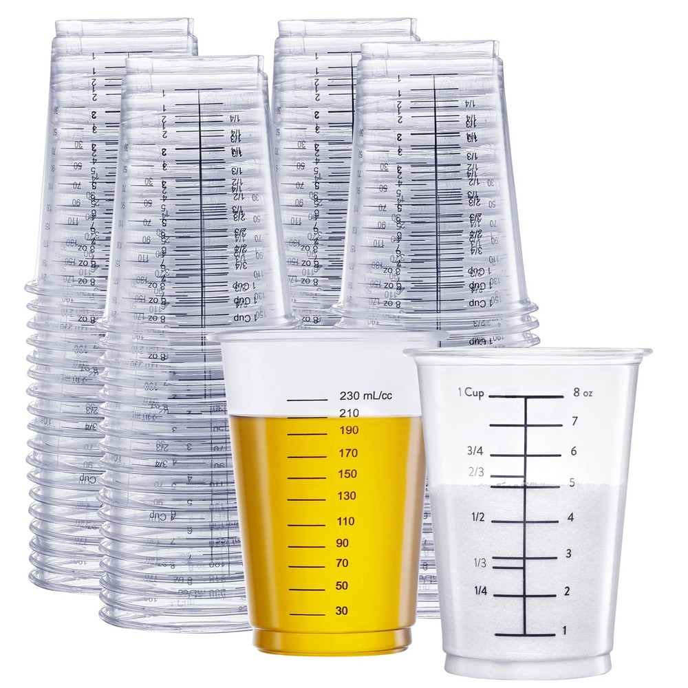 [10 oz. - 50 Count] Multipurpose Disposable Plastic Measuring Cups - Baking, Co