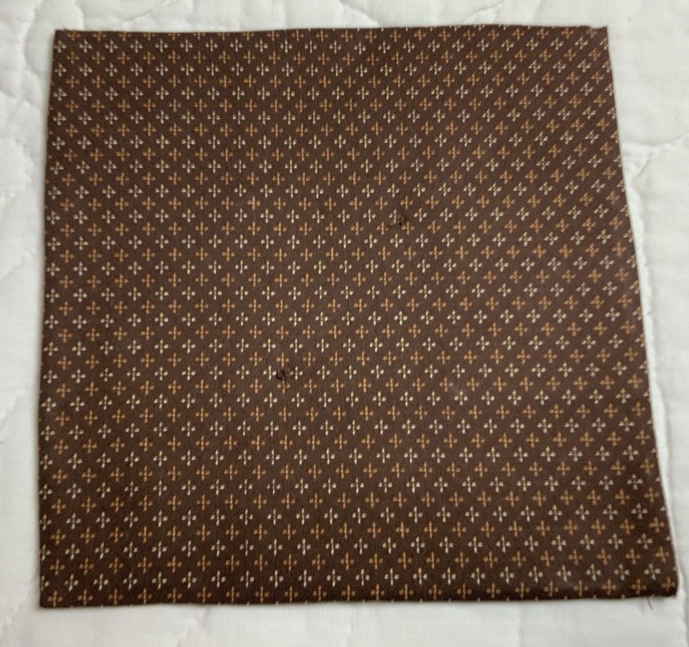 Antique Patchwork Quilt Table Topper, Nine Patch, Triangle, Early Calicos, Brown