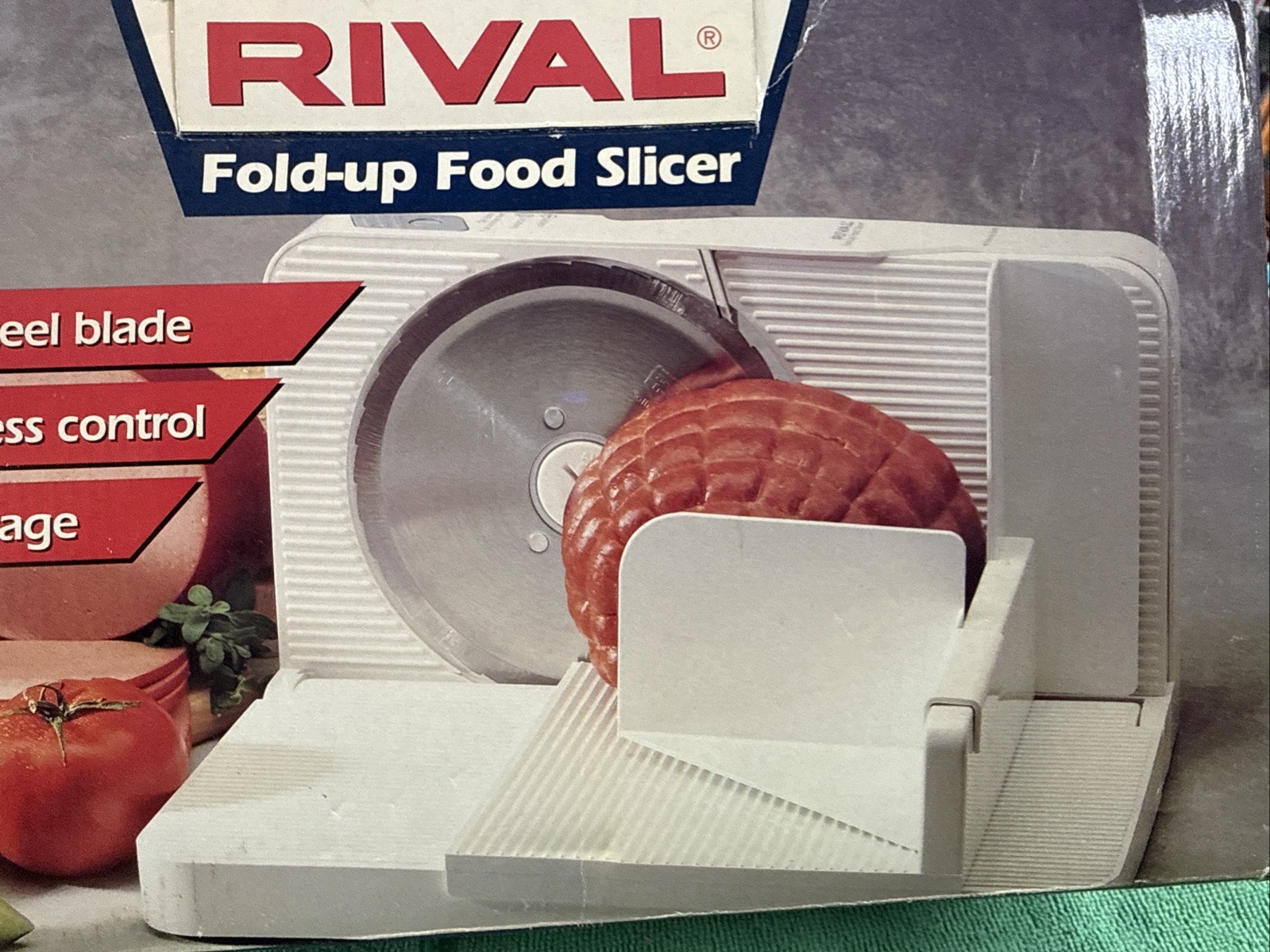 Rival Fold Up Food Slicer 1043-W Electric Portable Deli Style Meat and Cheese