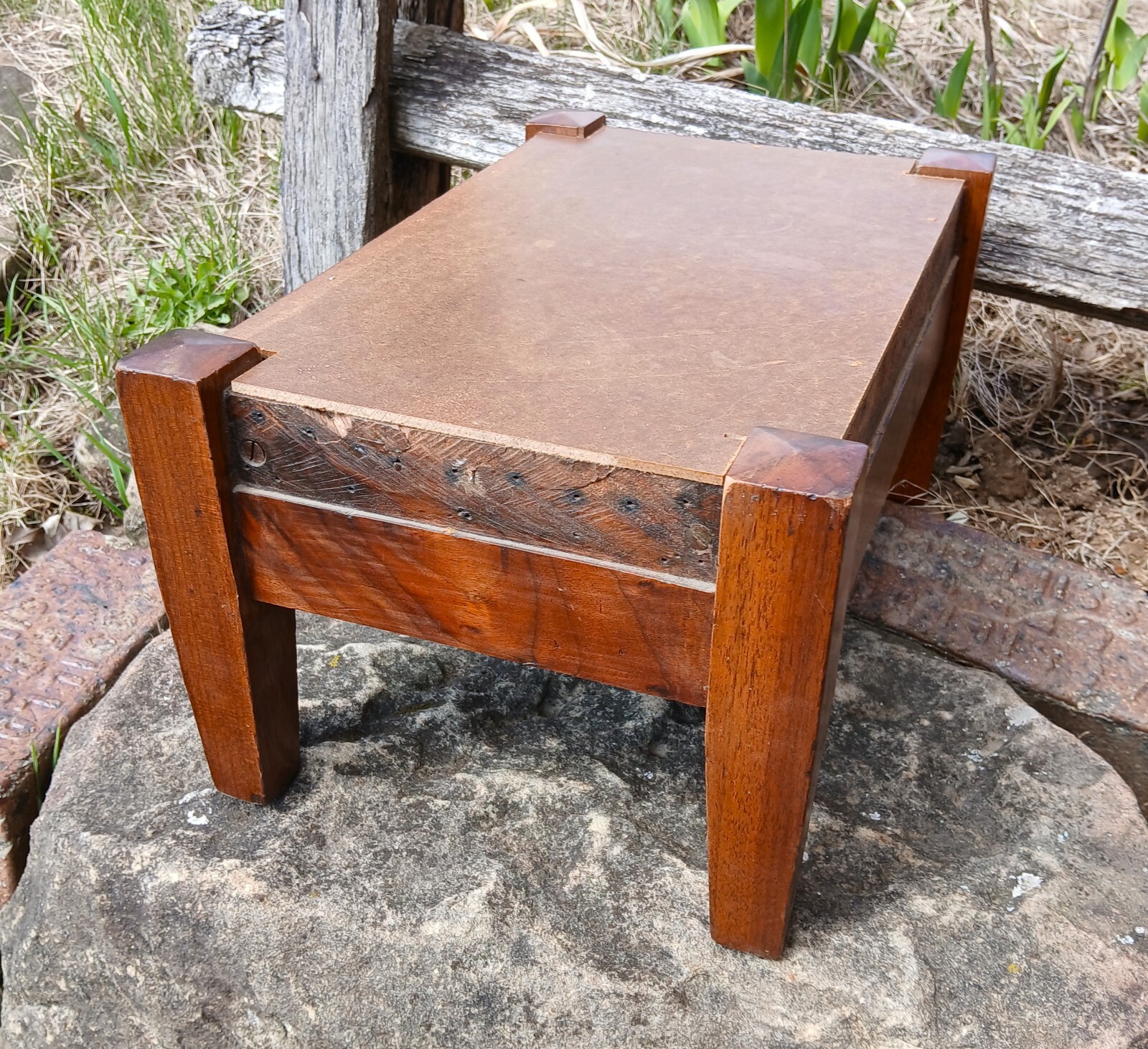 Antique Walnut Mission Style Arts & Crafts Style Foot Stool 1920