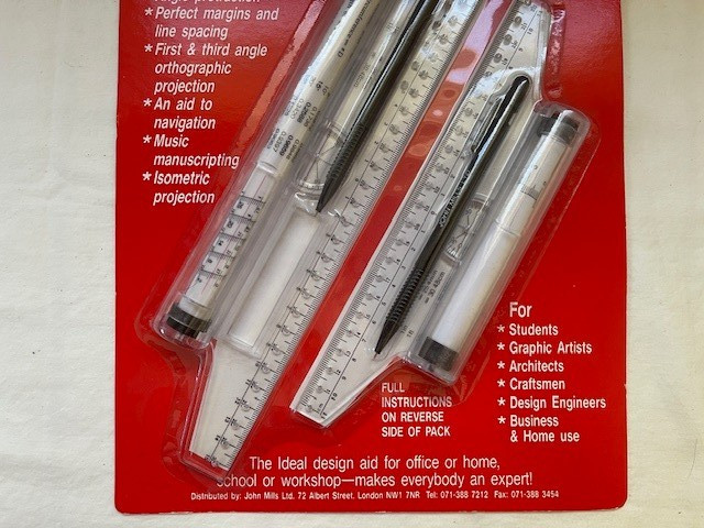 John Mills Parallel Glider Rolling Ruler Pair Drafting Tool 30 cm & 22 cm Vtg