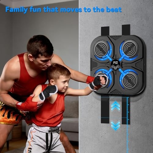 Music Boxing Machine,Interactive Punching Trainer with LED Large Black