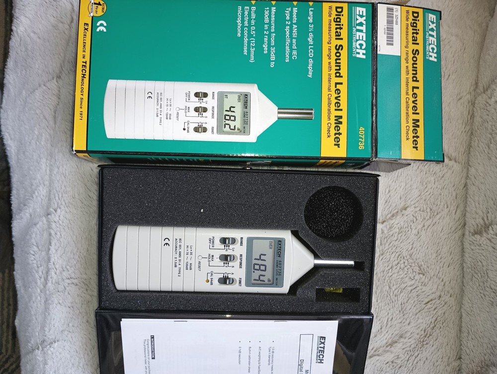 Extech 407736 Digital Sound Level Meter 35-130dB ±2.0dB Accuracy