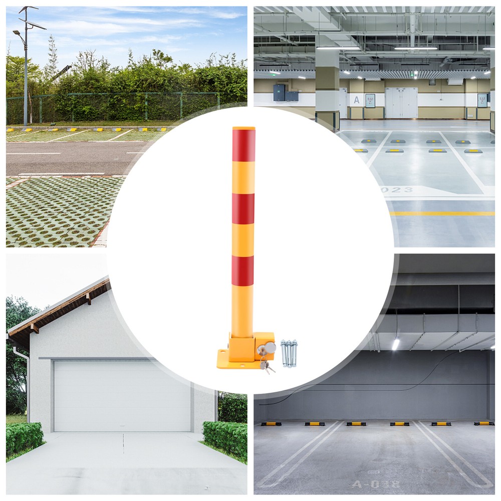 Automatic Locking Parking Post Safety Bollard Iron Pipe Traffic Post Barrier NEW