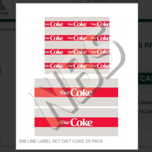 BIB LINE LABEL SET DIET COKE 25 PACK # CP021020