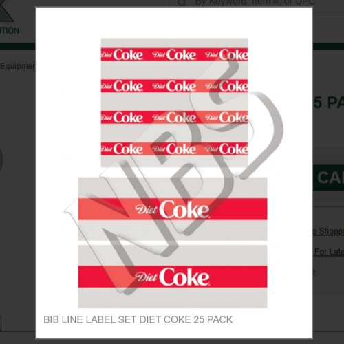 BIB LINE LABEL SET DIET COKE 25 PACK # CP021020