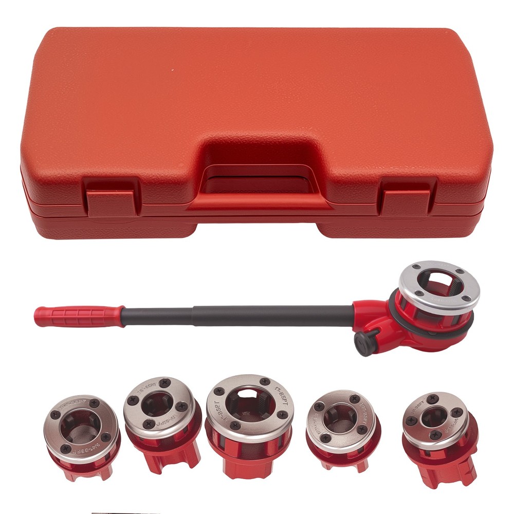 Ratcheting Pipe Thread Threader Die Handle Tool Kit Assembly 1/2'' 3/4'' Manual