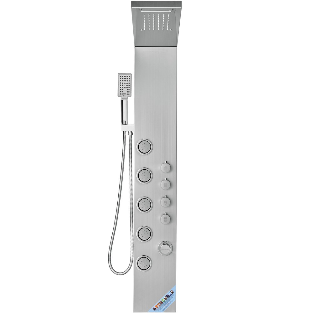 VEVOR Shower Panel Tower System Stainless Steel 4 Modes Rainfall Waterfall Jets