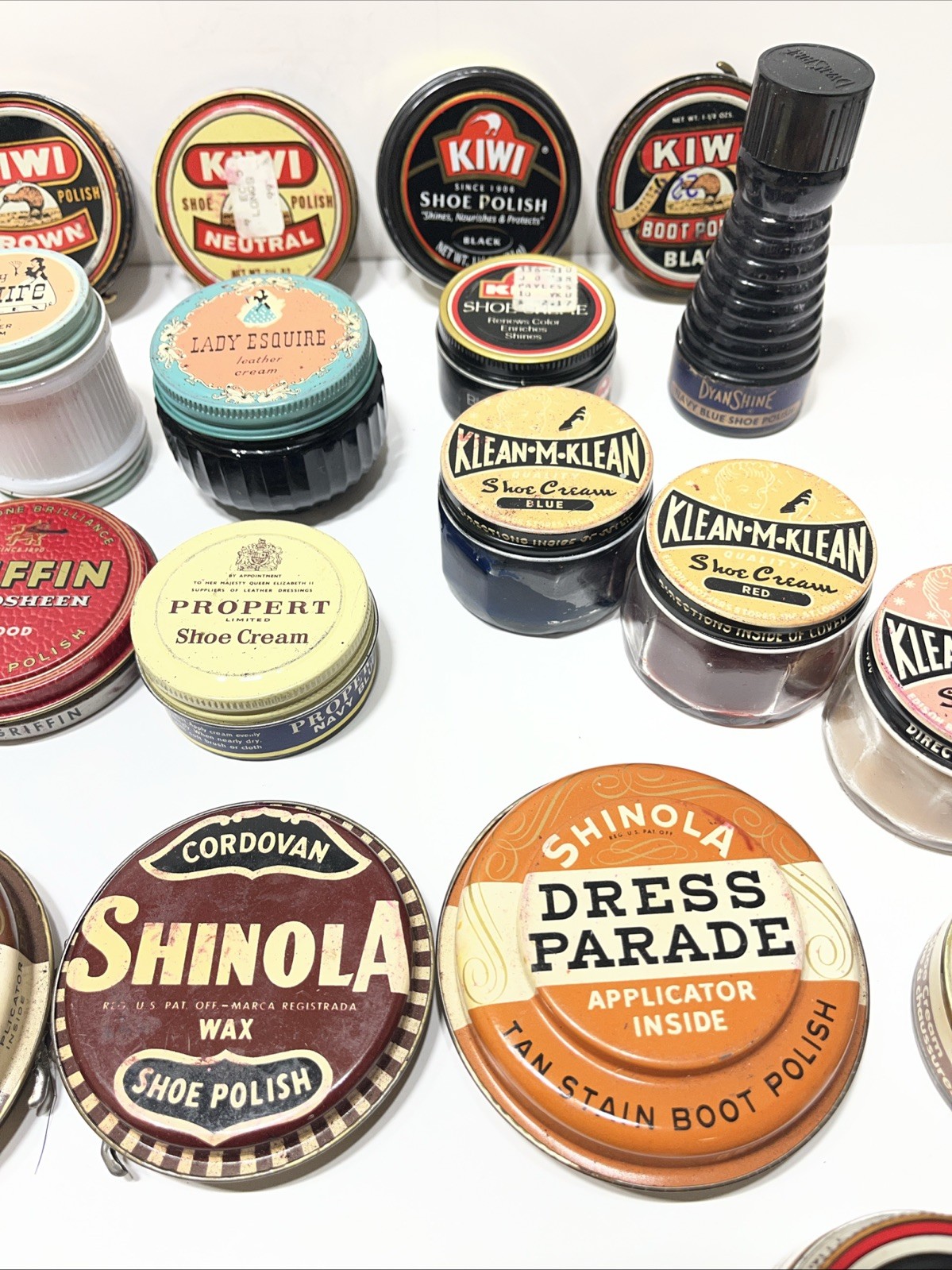 Vintage Lot of 24 Shoe Shine/Polishes/Leather Dye/Cream Shinola Esquire