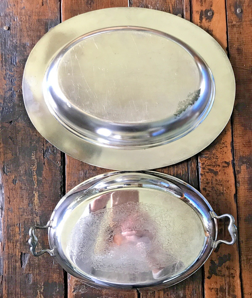 Vintage Silver Plate Oval Covered Server 12” x 9.25” x 2” High Glastonbury