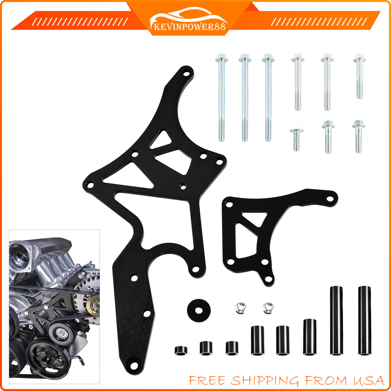 Conversion Mount Alternator Power Steering Pump Bracket Kit For LS GM Truck