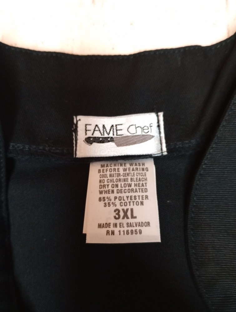 Fame C10f 10btn Chef Coat Black 3xl With Cap New