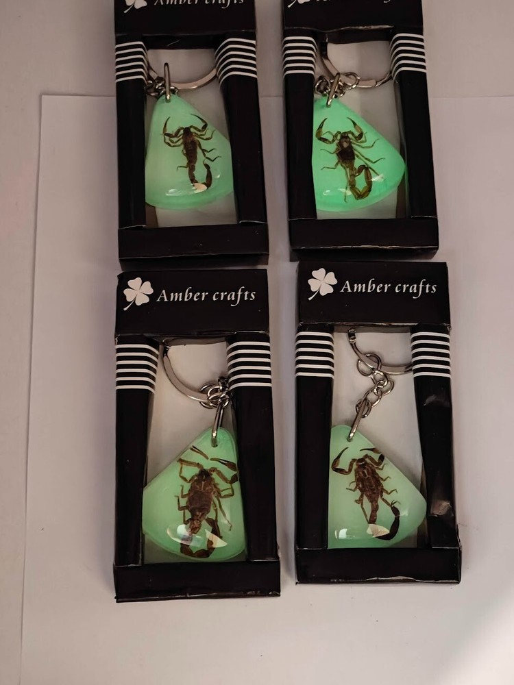 4 PACK! SCORPION Luminous Insect Glowing Keychain Glow in Dark Assorted Shape