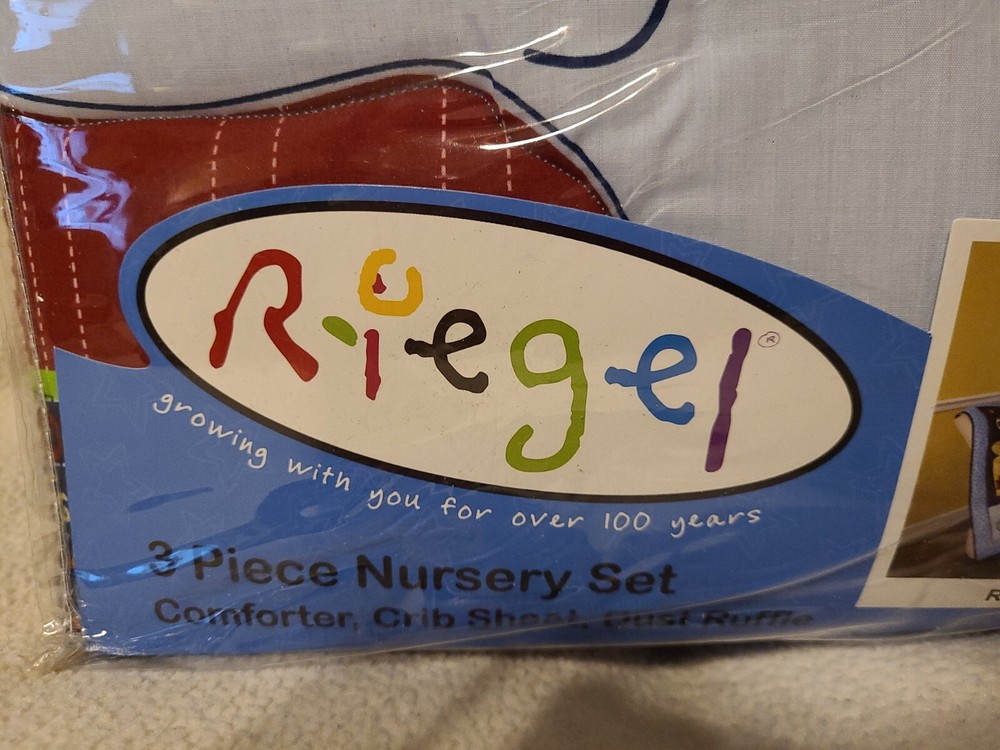 Riegel 3pc Nursery Set-Comforter-Crib Sheet-Dust Ruffle-Ready Set Go-NEW