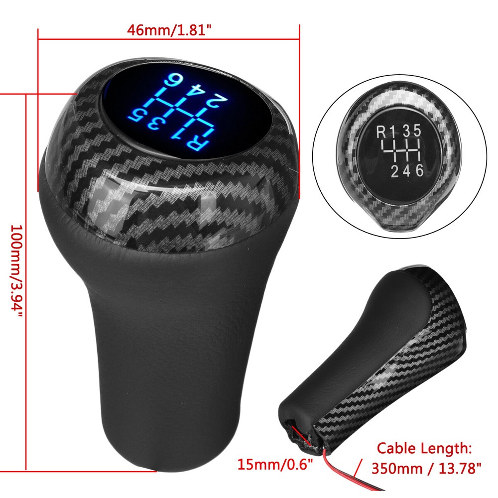 6 gear shift button shift lever PU leather carben look for BMW E46 E90 E91 X1