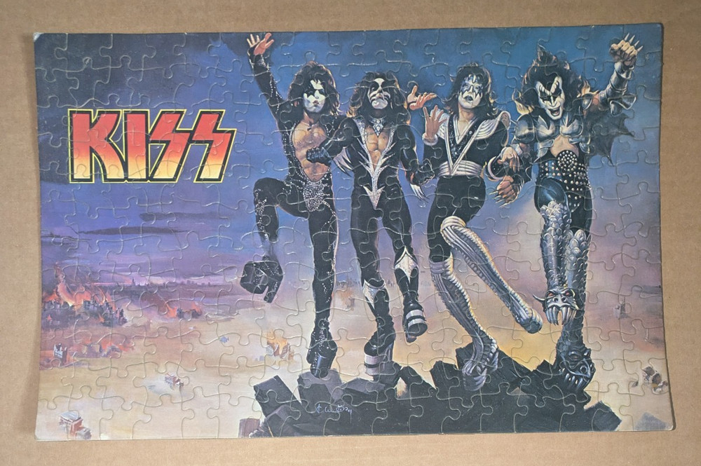 VINTAGE KISS ROCK BAND 1977 AUCOIN Destroyer 200 Piece Puzzle Complete GLUED