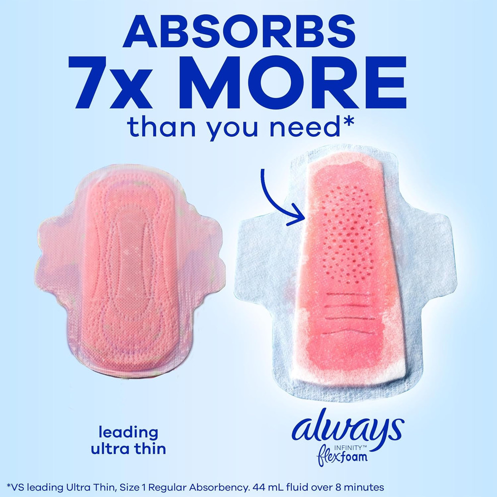 Always Infinity Flexfoam Pads, Size 3, Extra Heavy Absorbency, 84 Count