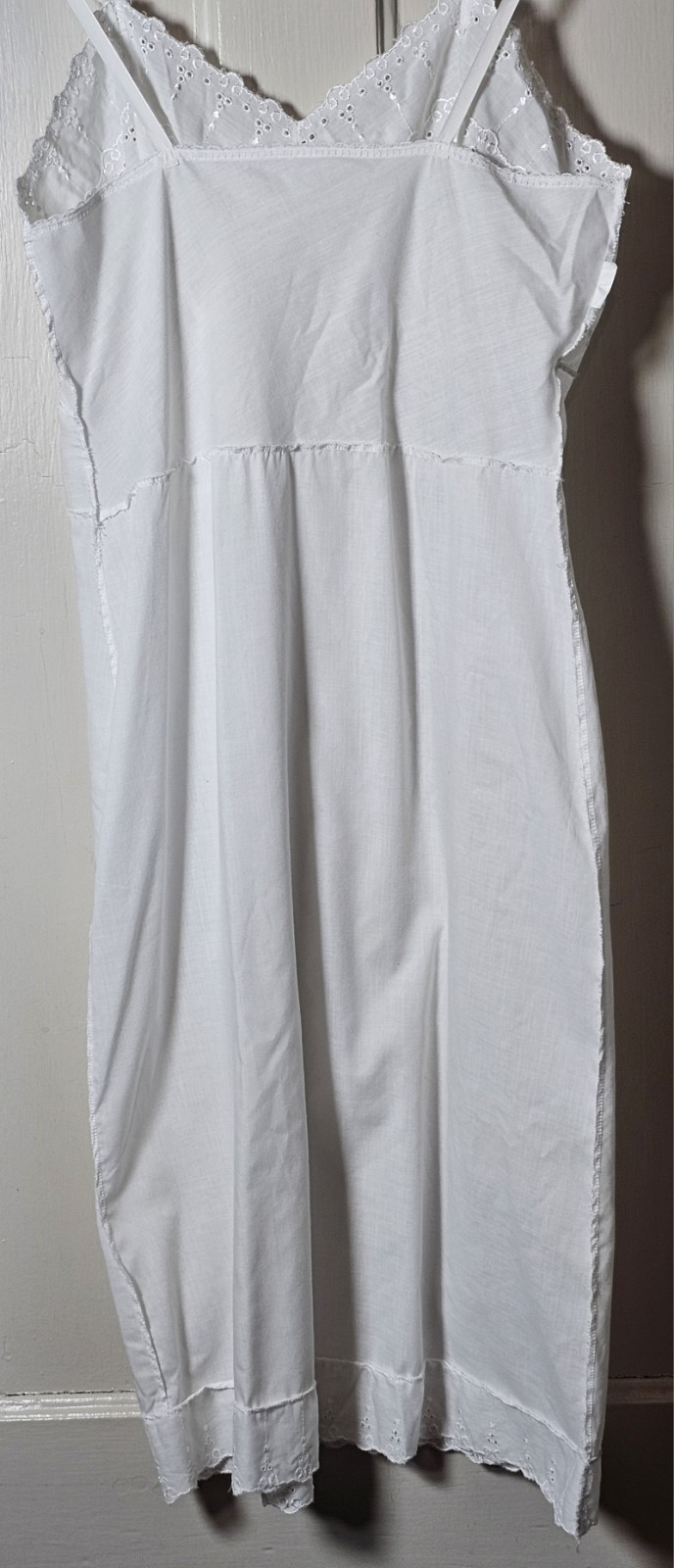 Slip Dress Eyelets Embroidered Lace Trim Size XS Fairy Coquette Feminine Dainty