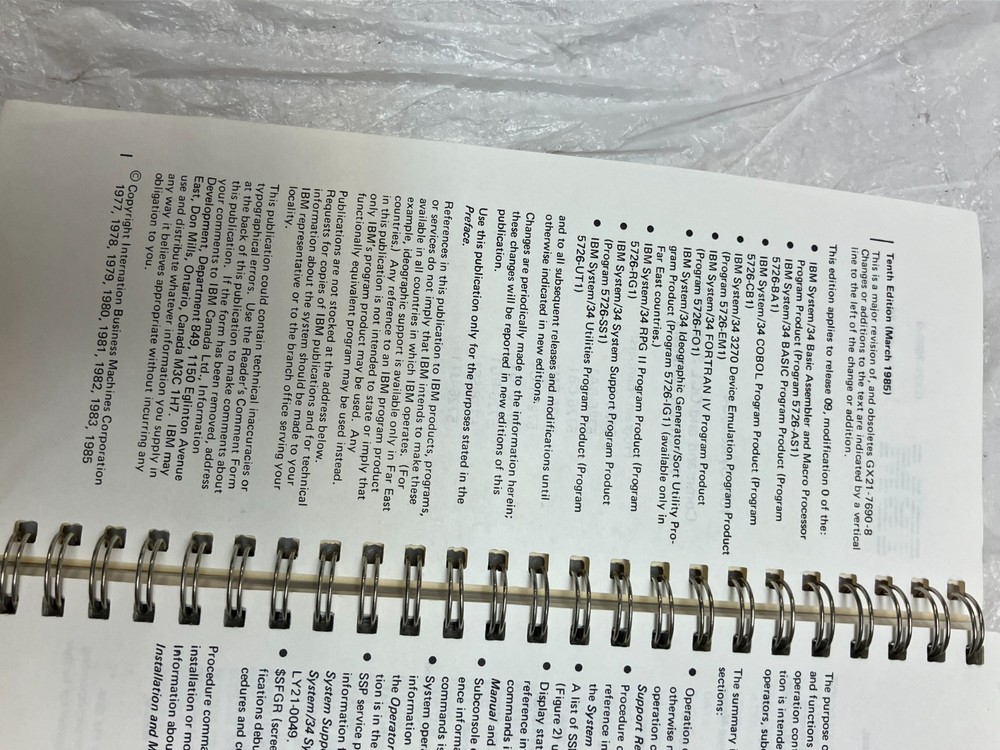 IBM System/34 Command and OCL Statements Reference Summary 1985