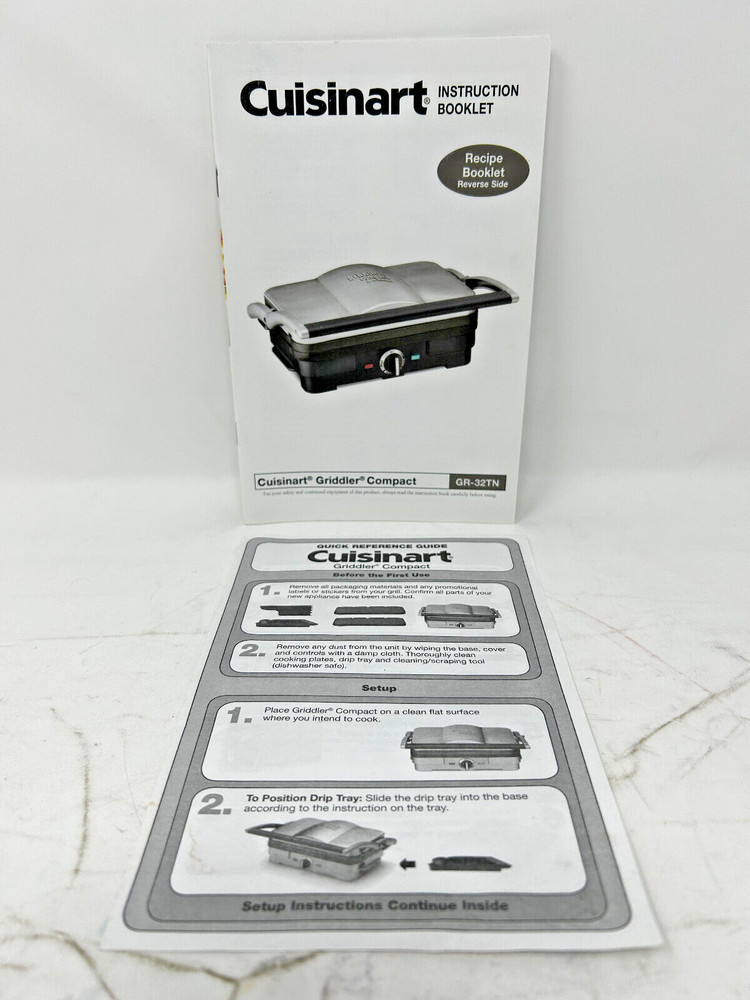 Cuisinart Griddler Compact GR-32TN Instruction/Recipe Booklet & Quick Reference