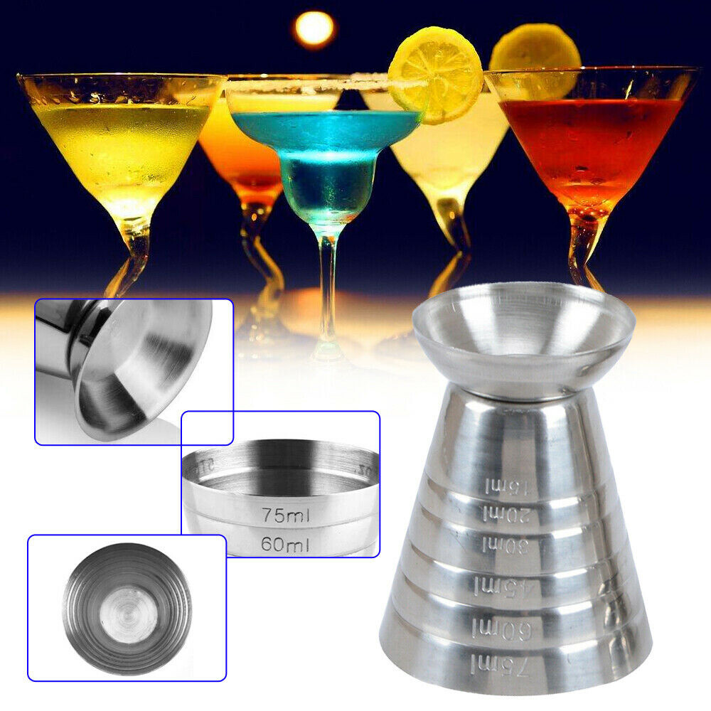75ml Metal Measure Cup Drink Shot Ounce Jigger Bar Mixed Cocktail Beaker NEW US