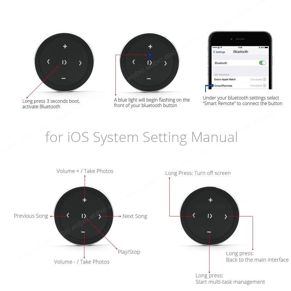 Wireless Bluetooth Media Button Remote Selfie Control Car Motorcycle Steering...