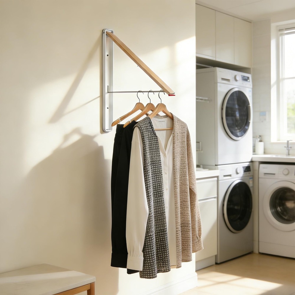 Clothes Drying Rack Wall Mounted for Laundry, Retractable & Foldable Clothes ...