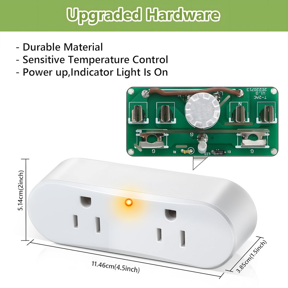 Feekoon 1 Pc Thermostatically Controlled Outlet, Plug-in Thermal Cube, White