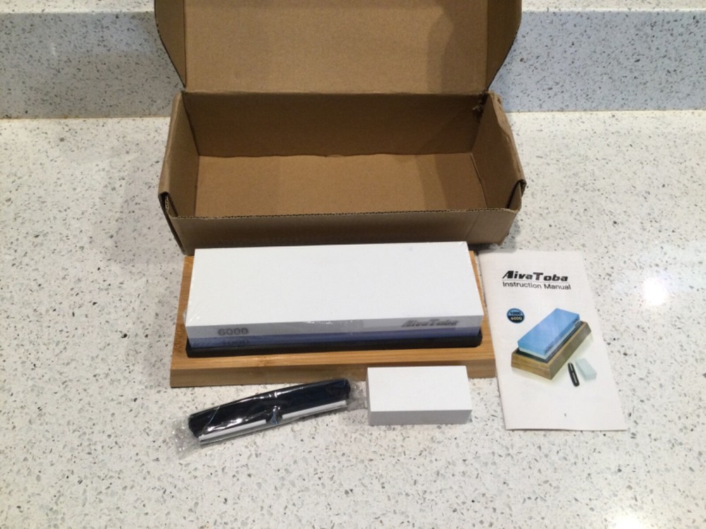 Premium Whetstone Knife Sharpening Stone 2 Side Grit 1000/6000 Sharpener Bamboo