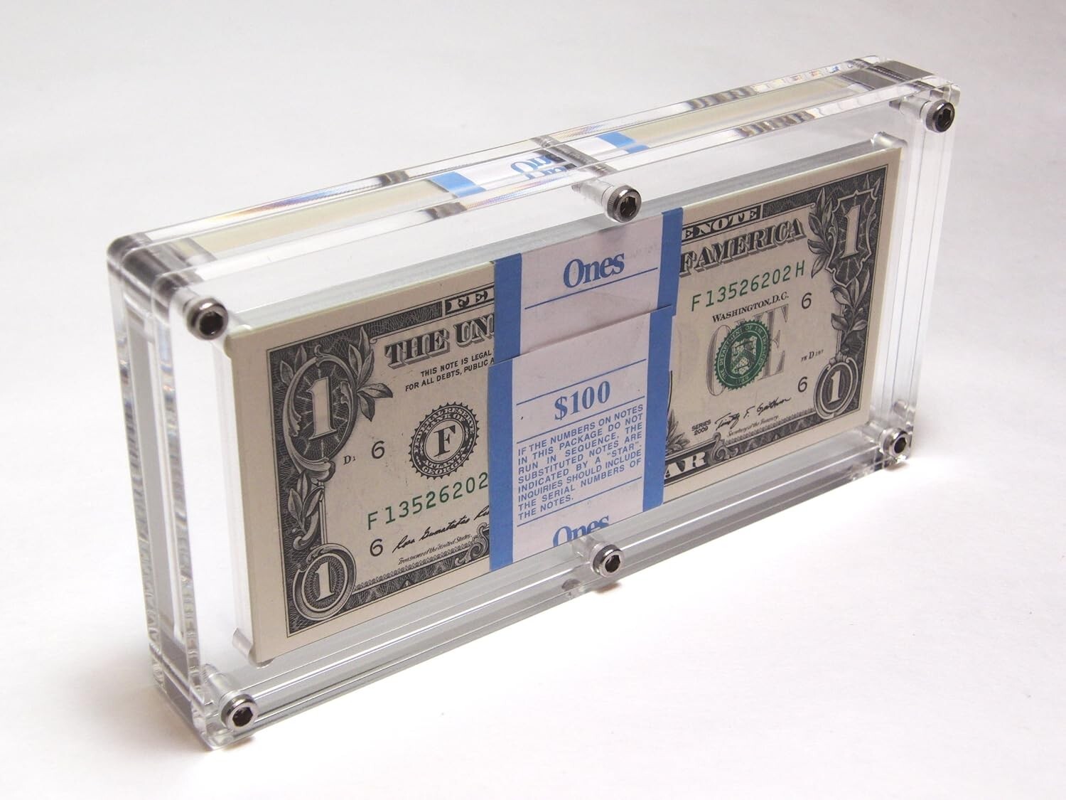 pack 100 Bank Note Acrylic Holder ONLY BEP Currency Display Case Frame Holder