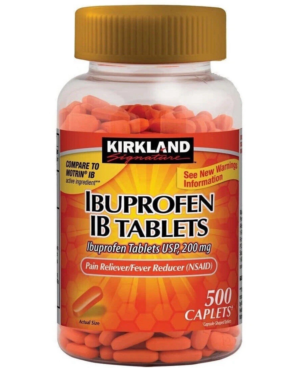 Kirkland Signature Ibuprofen 200mg 500 IB Caplets COMPARE TO MOTRIN 10/2026 Exp