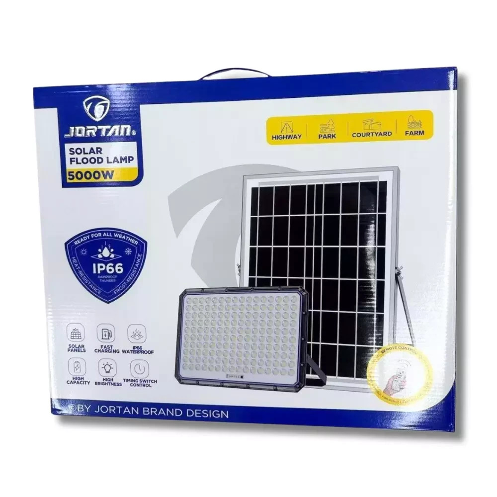 5000W Slim LED Headlight with Solar Charging Panel Twilight Remote Control IP66