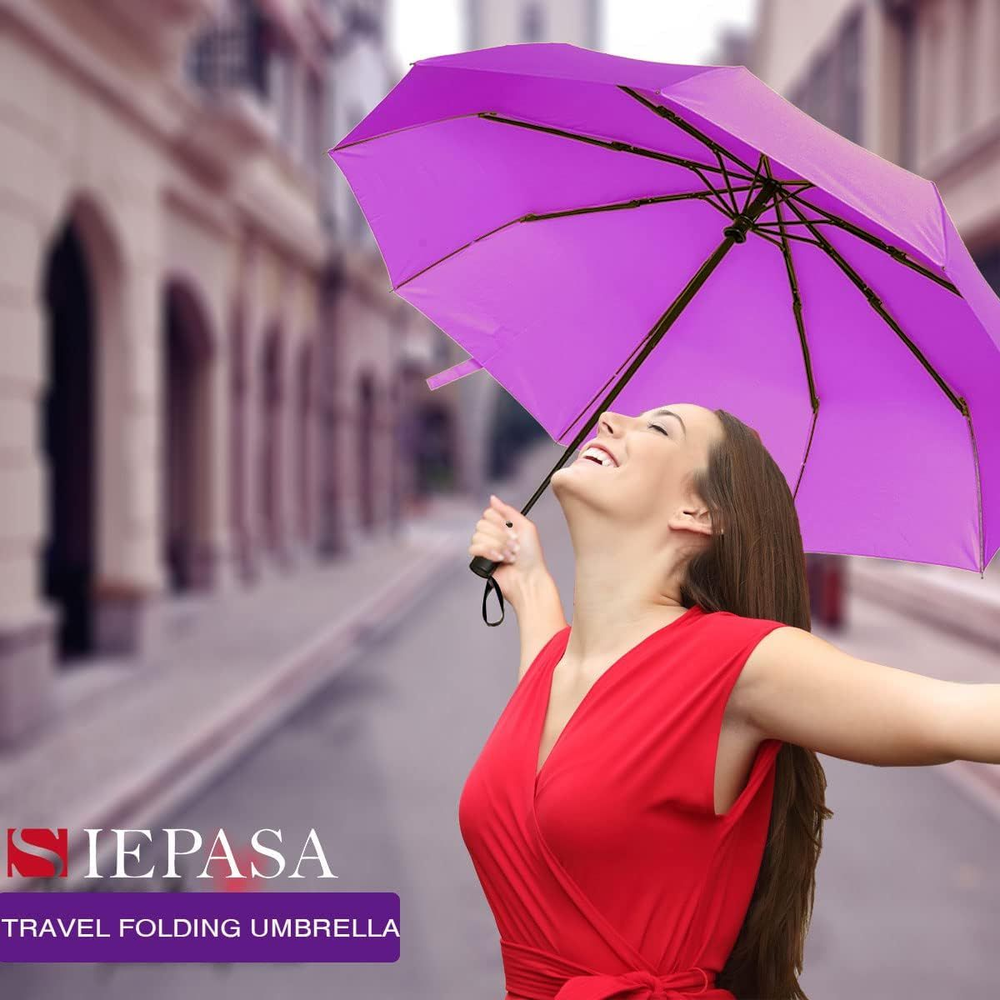SIEPASA Windproof Travel Compact Umbrella-Automatic Small Size, Purple