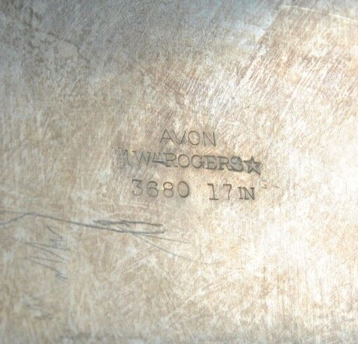 WM ROGER 3680 Avon Silver Plated Oval Serving Tray with Handles 20 1/2"