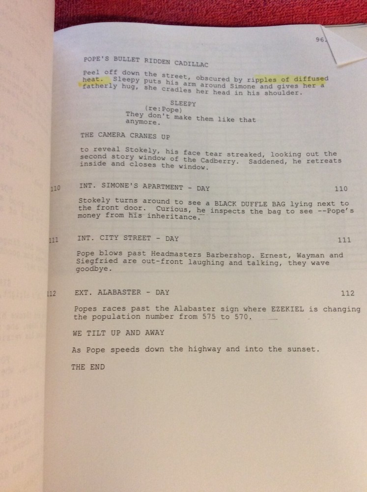 ORIGINAL SCRIPT SHOOTING SCHEDULE BLOOD MONEY MICHAEL MCCANTS