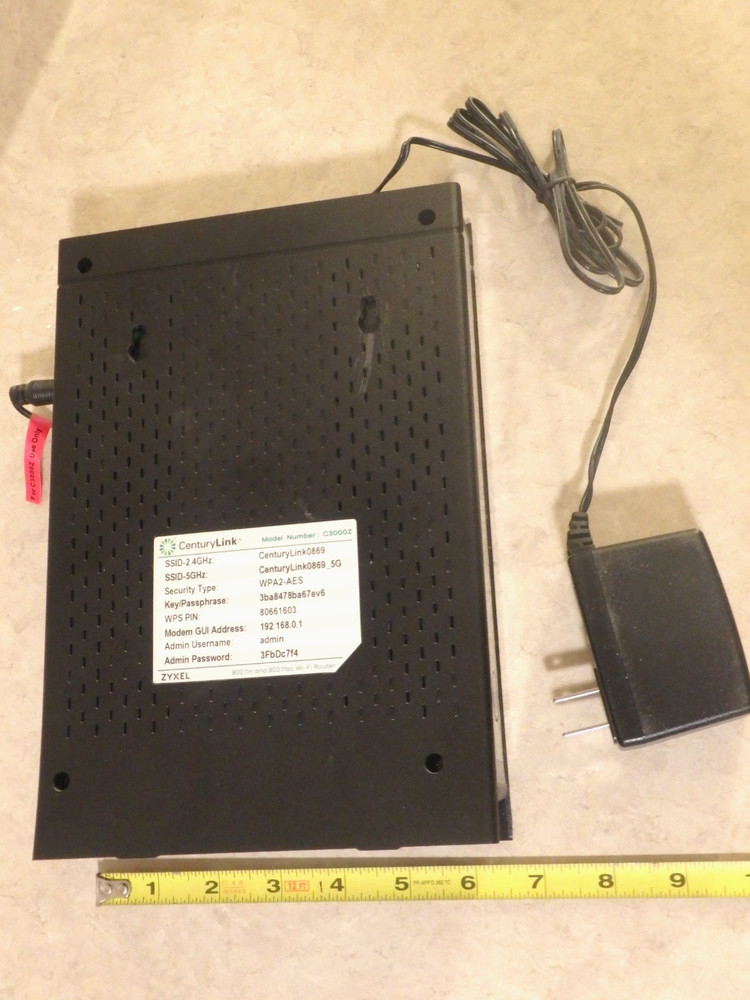 CenturyLink C3000Z DSL Modem Wireless Router w/ AC Adapter
