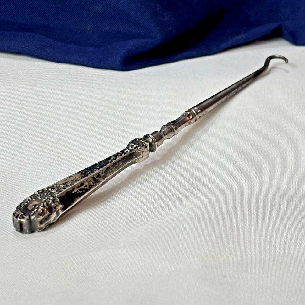 Antique Foster & Bailey Button Hook Sterling Silver Handle Lace Puller