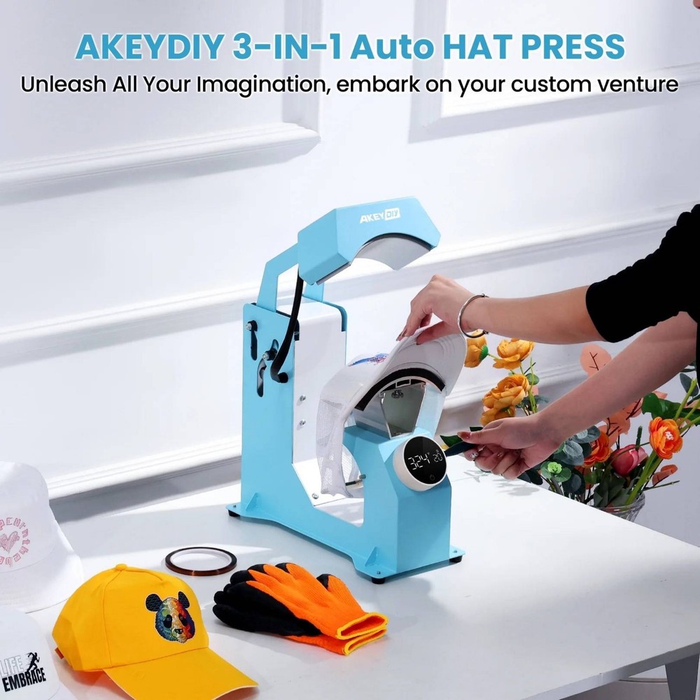 Automatic Release&Press Knob-Style Digital Control Panel, DIY Sublimation Caps$$