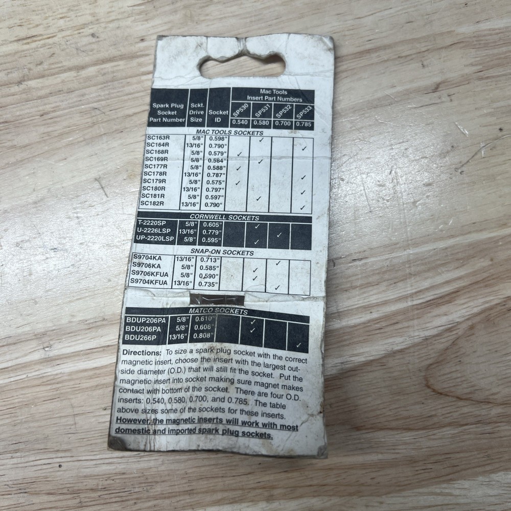 Mac Tools Magnetic Insert For Spark Plug Sockets .785 OD