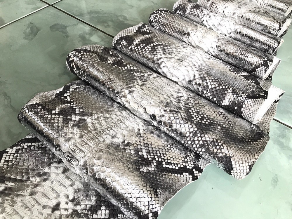 Genuine Python Leather, Exotic Snake Skin,Silver SnakeSkin,Silver Python Leather