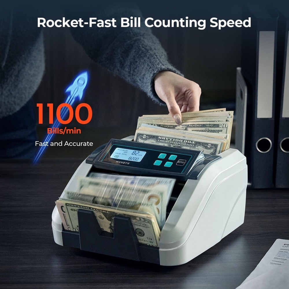 MUNBYN IMC51 Money Counter Machine Count Value, Add+Batch/Add+ Value Mode Bil...