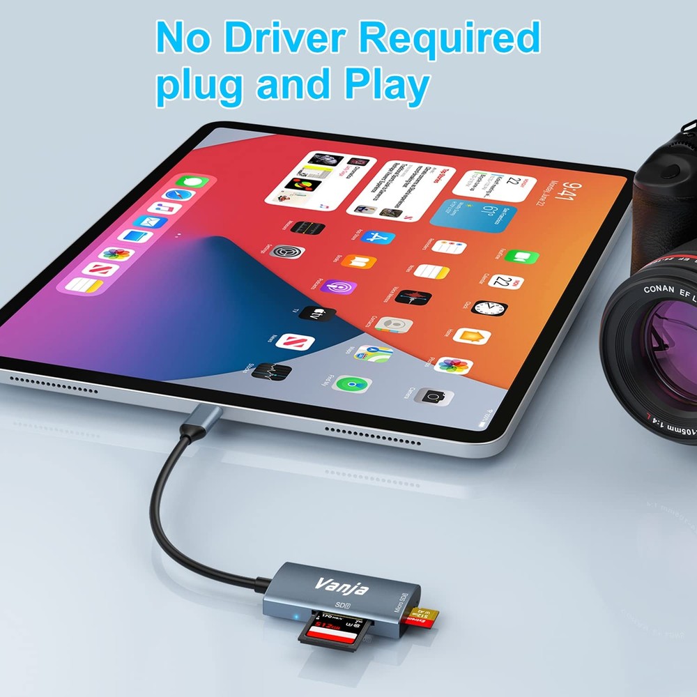 USB C High-Speed SD MicroSD Card Reader Adapter 3.2 Gen 1 5Gbps Windows Mac iOS