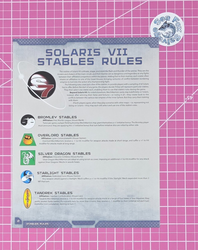 BattleTech -- SOLARIS VII GAME - New!