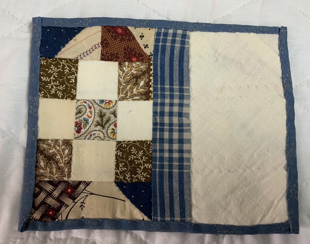 Vintage Antique Quilt Table Topper, Small, Patchwork Quilt Pieces, Nine Patch