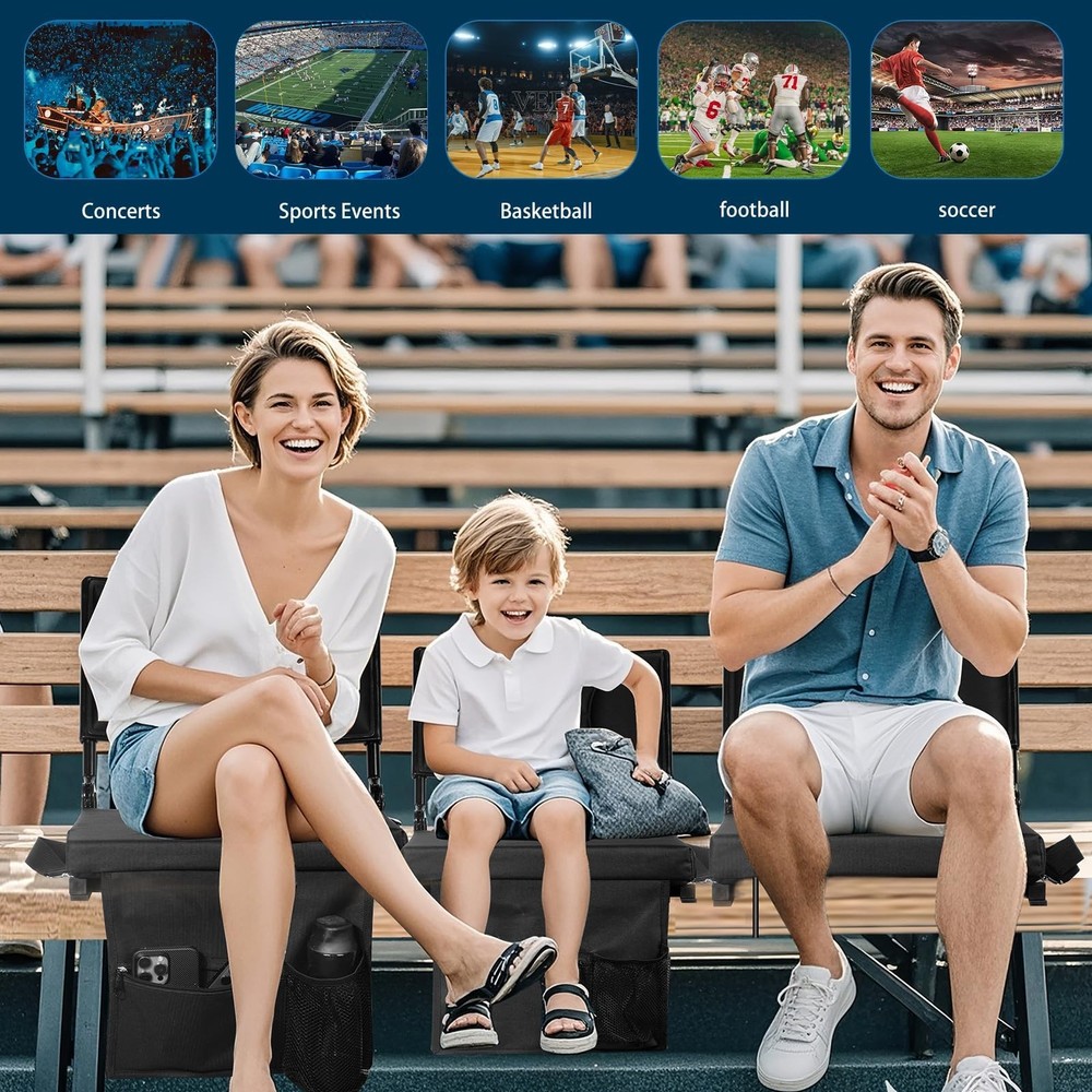 Extra Wide Stadium Seat with Back Support | Adjustable High Back & Thick Padd...