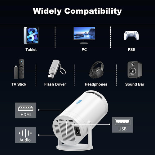 Mini Projector, Native 1080P Portable Projector with Carrying Case, 4K...